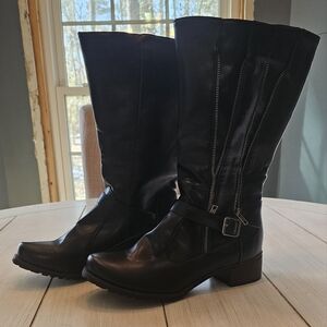 Wide Calf Black Moto Boots Size 12 (fits like 8/9)